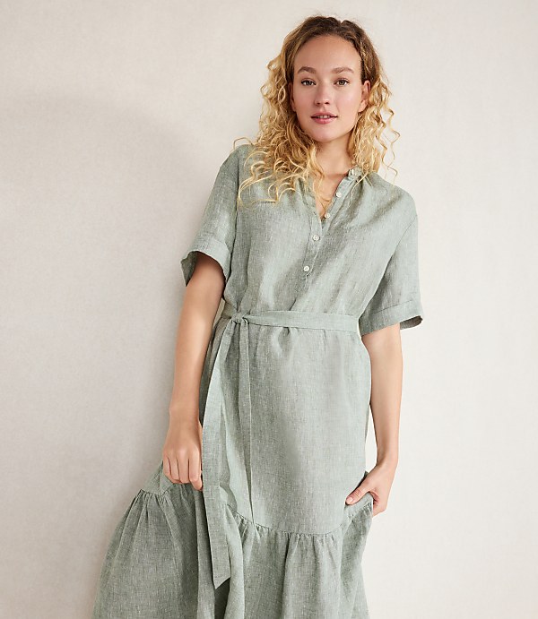 Haven Well Within Linen Tiered Midi Dress