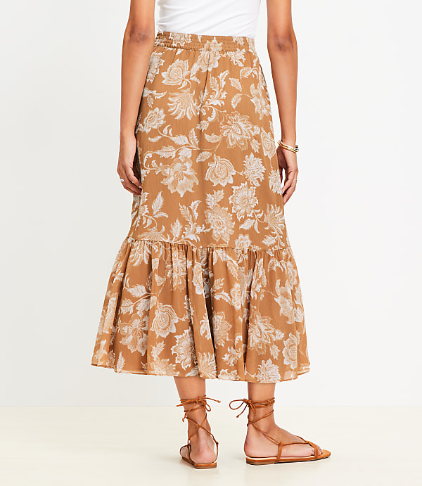 Floral Ruffle Midi Skirt