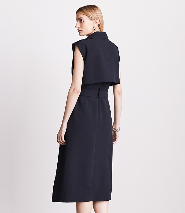 Petite LOFT Versa Crepe Drape Trench Vest