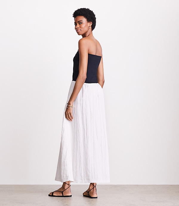 Petite LOFT Versa Strapless Mixed Media Maxi Dress