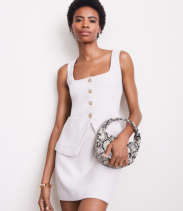Petite LOFT Versa Crepe Drape Tank Pocket Vest