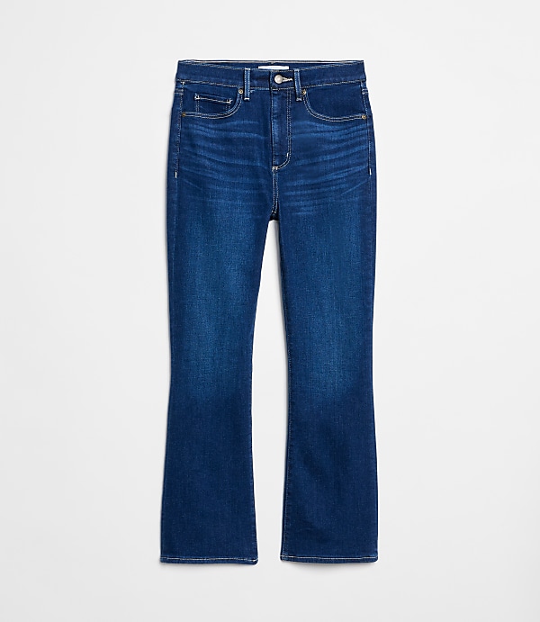 High Rise Kick Crop Jeans in Bright Indigo Wash