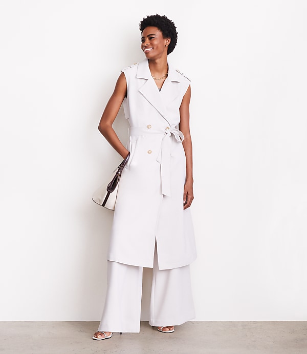 LOFT Versa Crepe Drape Trench Vest