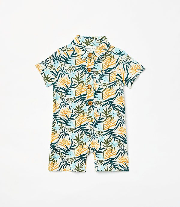 Posh Peanut X LOFT Sunset Short Sleeve Collared Henley Romper