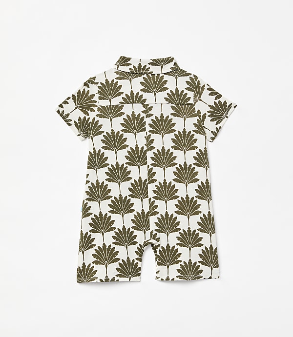 Posh Peanut X LOFT Palm Short Sleeve Collared Henley Romper
