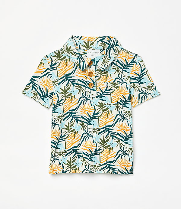 Posh Peanut X LOFT Sunset Short Sleeve Collared Henley Top