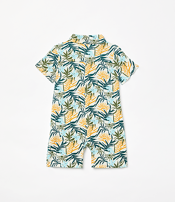 Posh Peanut X LOFT Sunset Short Sleeve Collared Henley Romper