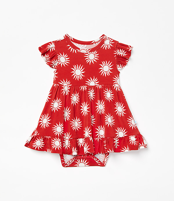Posh Peanut X LOFT Sunny Cap Sleeve Ruffled Twirl Bodysuit Dress