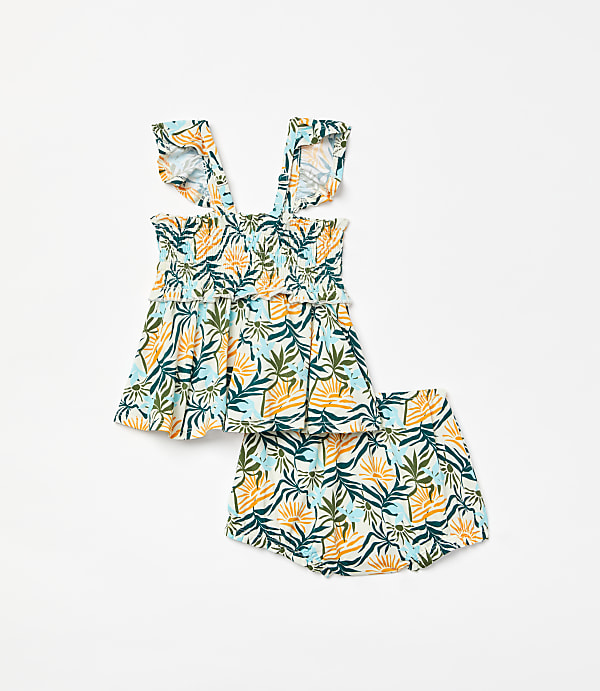 Posh Peanut x LOFT Sunset Smocked Babydoll Bummie Set