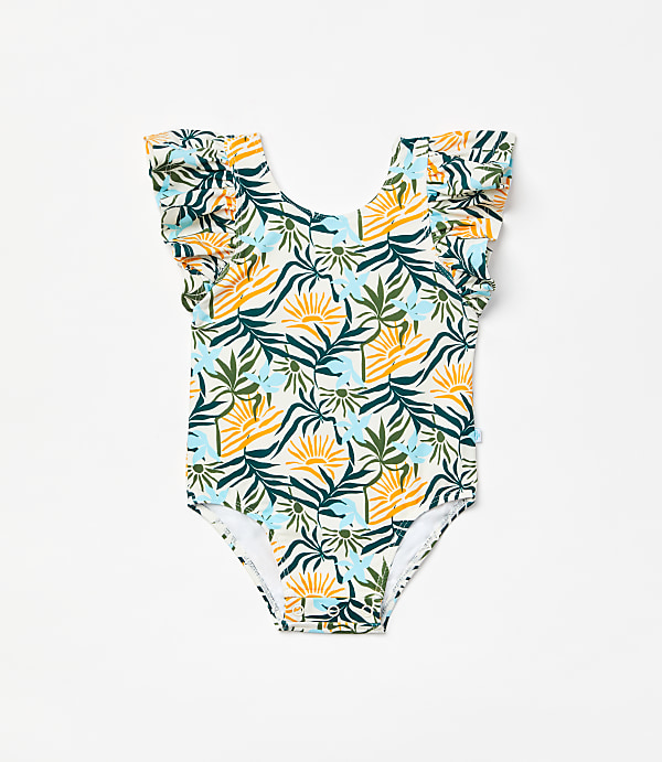 Posh Peanut X LOFT Sunset One Piece Ruffled Flutter Sleeve Swimsuit