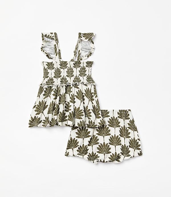 Posh Peanut x LOFT Palm Smocked Babydoll Bummie Set
