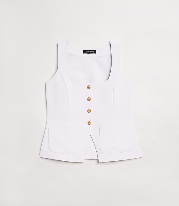 Petite LOFT Versa Crepe Drape Tank Pocket Vest