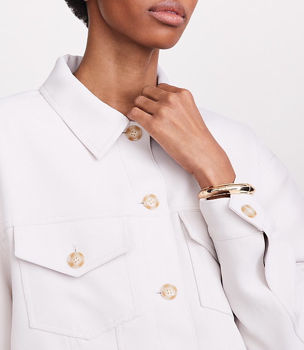 Petite LOFT Versa Crepe Drape Trucker Jacket