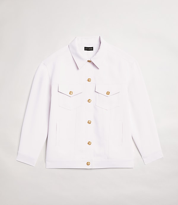 Petite LOFT Versa Crepe Drape Trucker Jacket