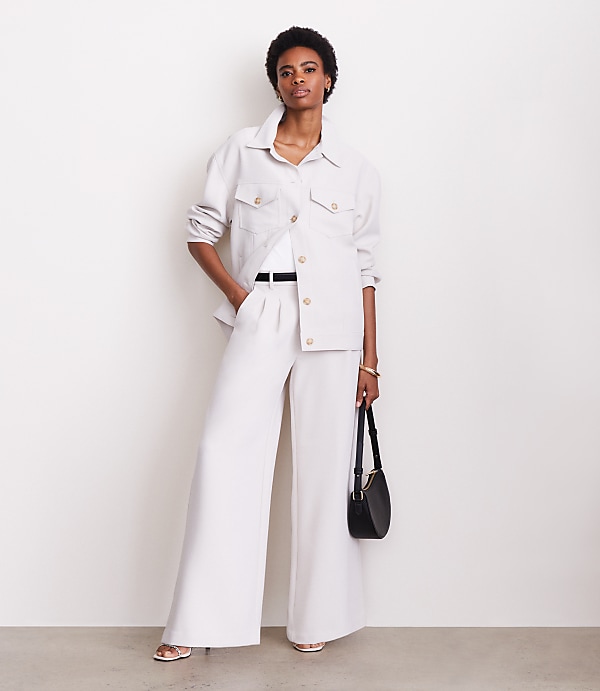 Petite LOFT Versa Crepe Drape Trucker Jacket