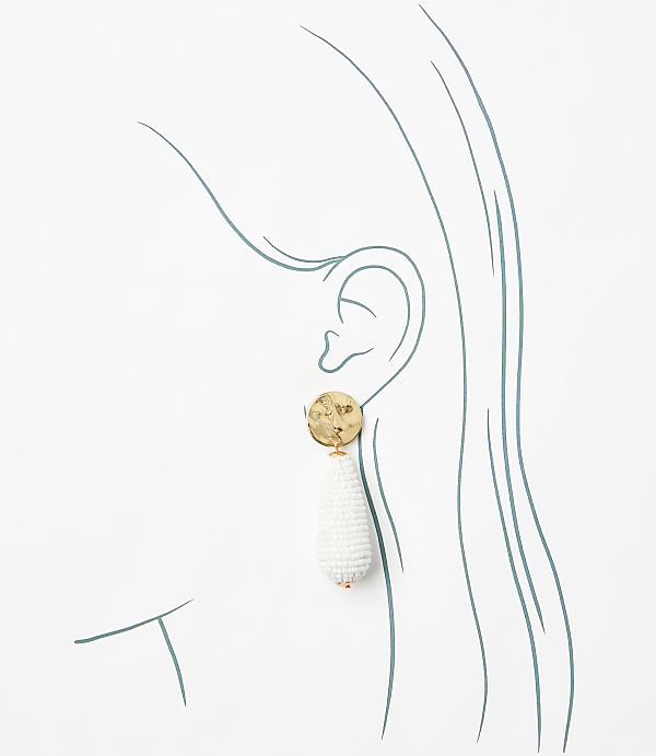 Molded Coin Beaded Drop Earrings