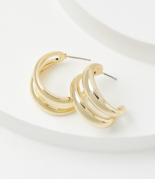 Tubular Double Hoop Earrings