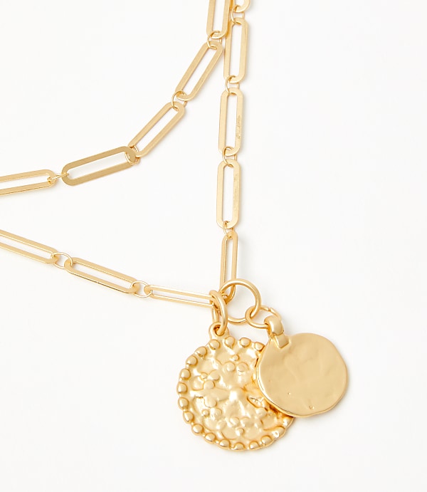 Hammered Pendant Chain Link Necklace