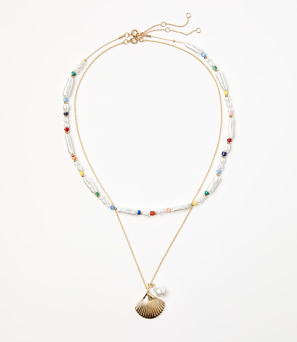 Pearlized Layered Coin Necklace