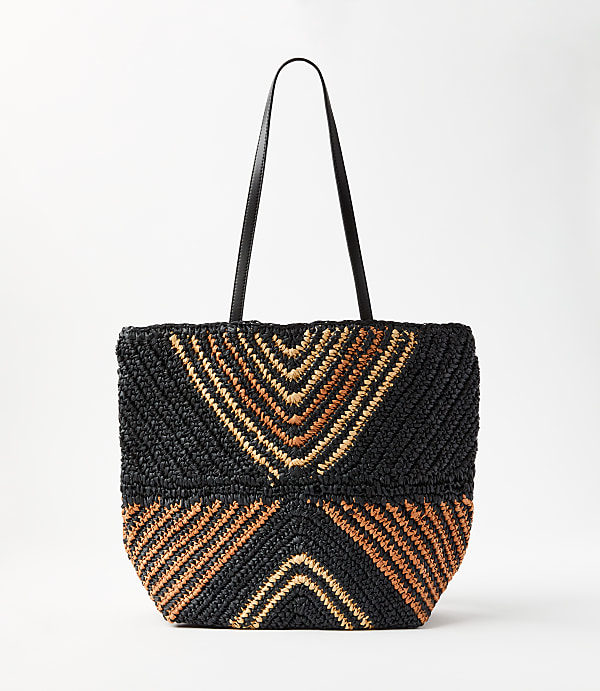 Geo Straw Tote Bag