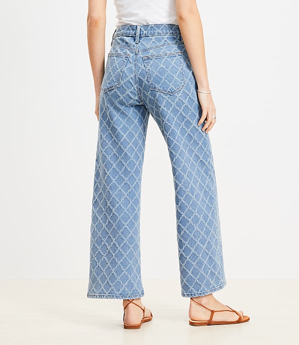 Diamond High Rise Wide Leg Crop Jeans in Mid Stone Wash
