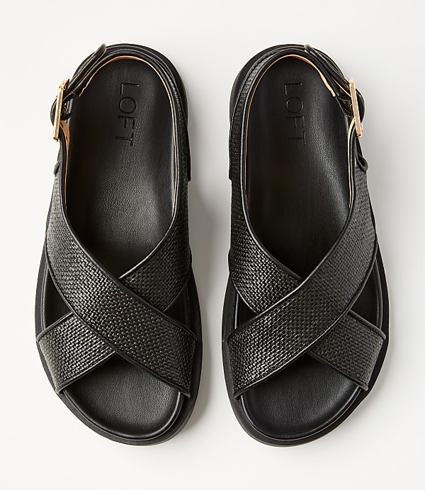 Straw Cross Strap Molded Sandals
