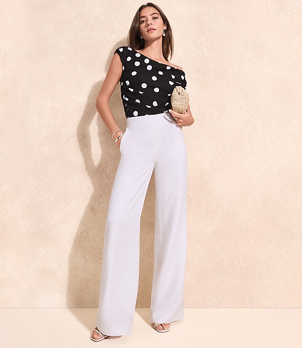 Petite Clean Wide Leg Pants in Linen Blend