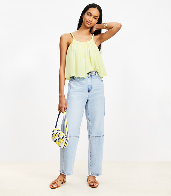 High Rise Barrel Jeans in Light Wash Indigo