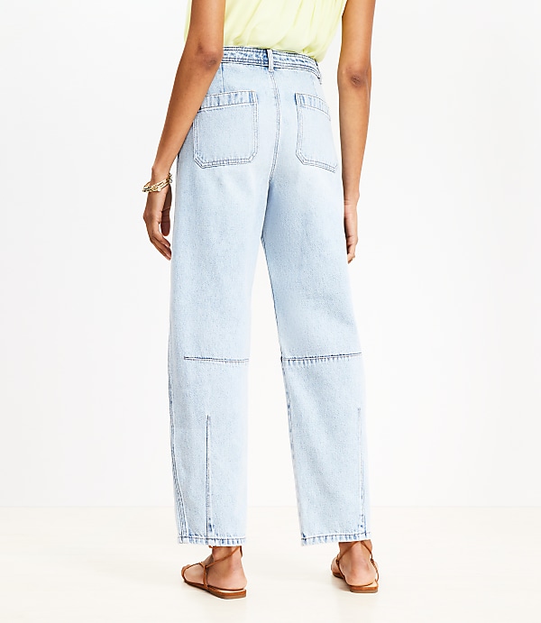 High Rise Barrel Jeans in Light Wash Indigo