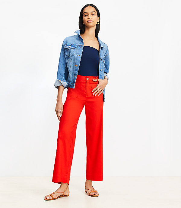 Palmer Wide Leg Crop Pants in Linen Blend