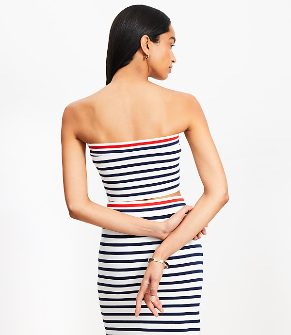 Stripe Ribbed Strapless Sweater