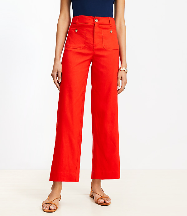 Palmer Wide Leg Crop Pants in Linen Blend