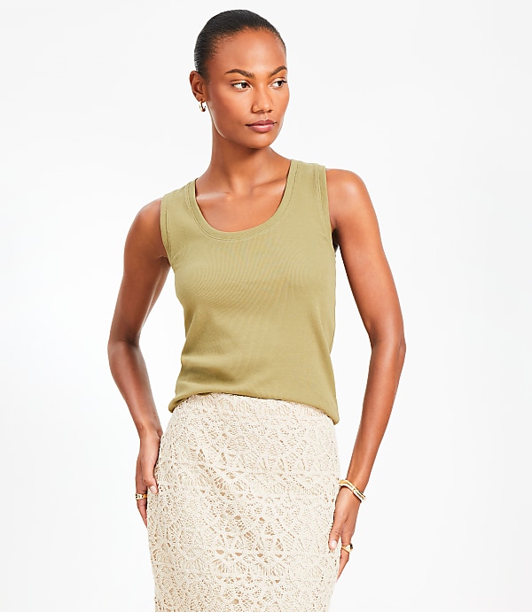 Petite Perfect Ribbed Scoop Neck Tank Top