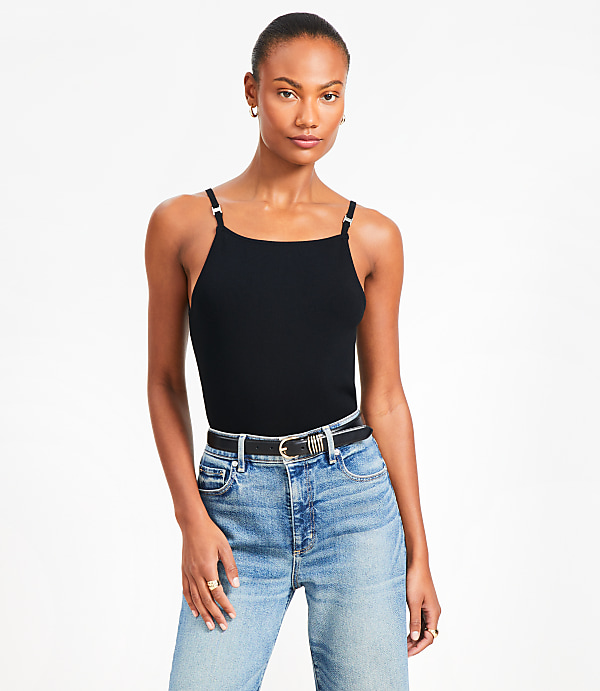 Ribbed Square Neck Sweater Tank Top