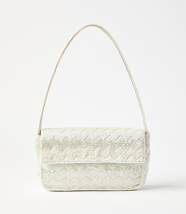 Chevron Beaded Shoulder Bag