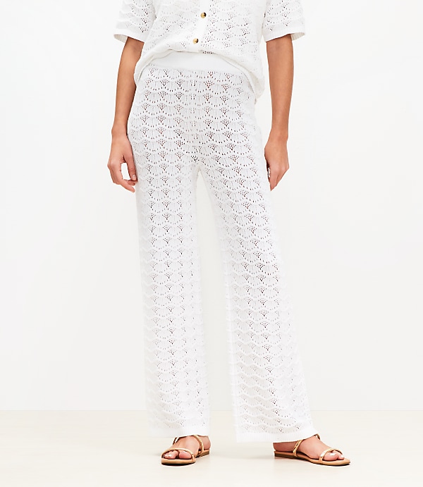 LOFT Beach Pointelle Wide Leg Pants