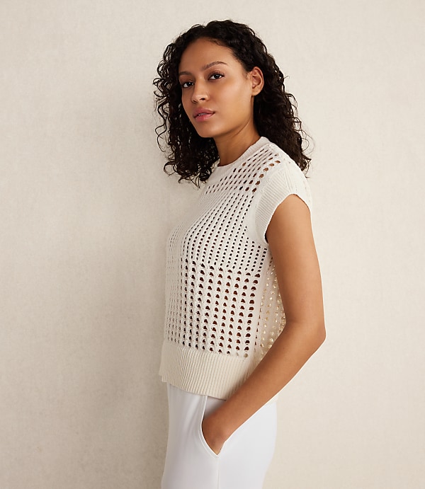 Haven Well Within Organic Cotton Open Stitch Short Sleeve Sweater