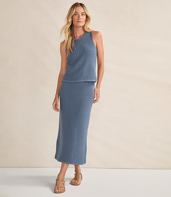 Haven Well Within Organic Cotton Linear Stitch Midi Skirt