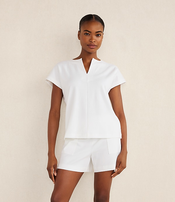 Haven Well Within Organic Cotton Interlock Split Neck Top
