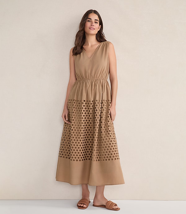 Haven Well Within Organic Cotton Honeycomb Eyelet Midi Dress