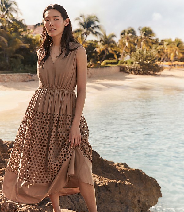 Haven Well Within Organic Cotton Honeycomb Eyelet Midi Dress