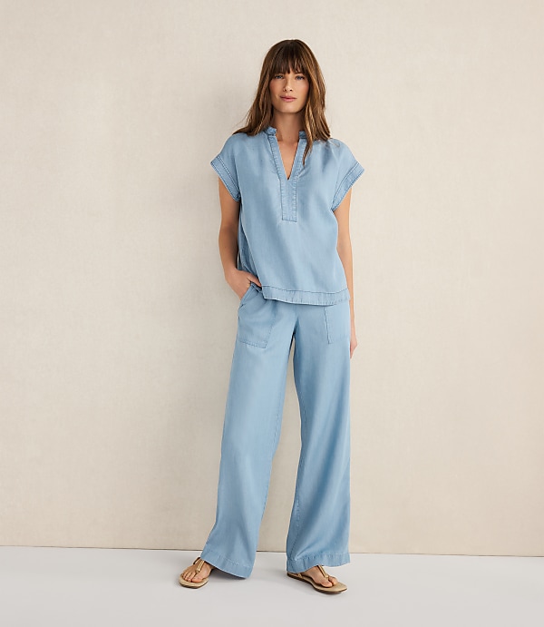 Haven Well Within Chambray Straight Leg Pants