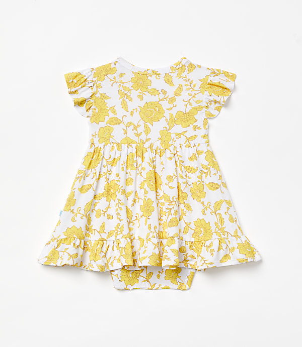 Posh Peanut X LOFT Floral Cap Sleeve Ruffled Twirl Bodysuit Dress