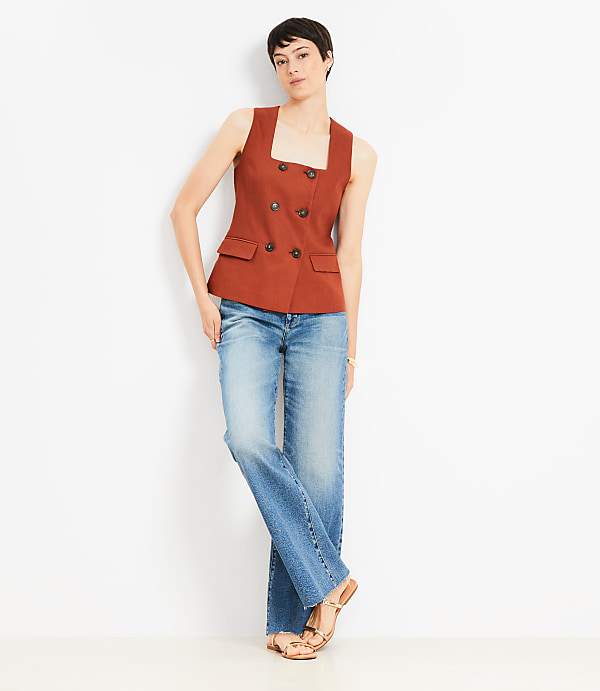 Cotton Linen Double Breasted Vest