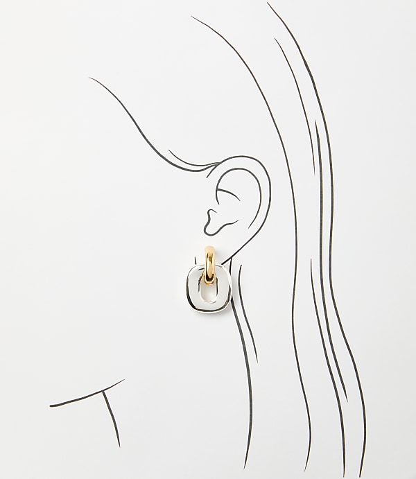Mixed Metal Square Drop Earrings