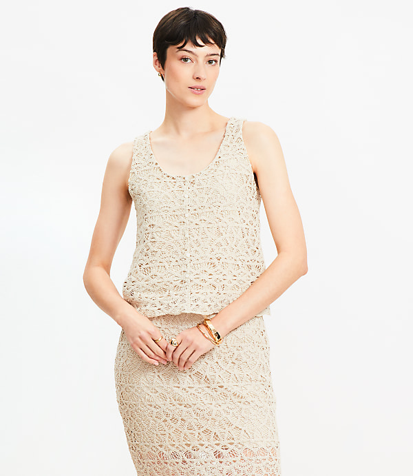 Scalloped Crochet Button Tank Top
