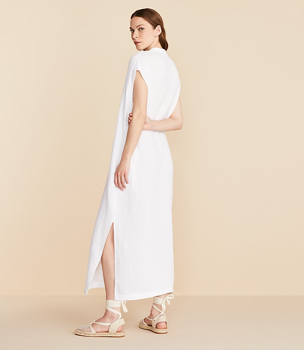 Lou & Grey Triple Cloth Split Neck Maxi Dress