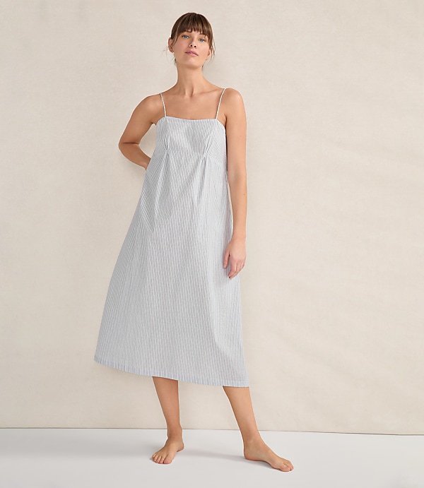 Haven Well Within Organic Cotton Poplin Delicate Stripe Sleep Dress