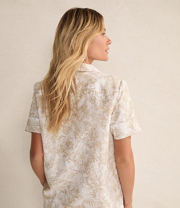 Haven Well Within Organic Cotton Linen Serene Botanicals Short Sleeve Sleep Top