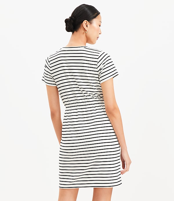 Stripe Gathered Waist Mini Tee Dress